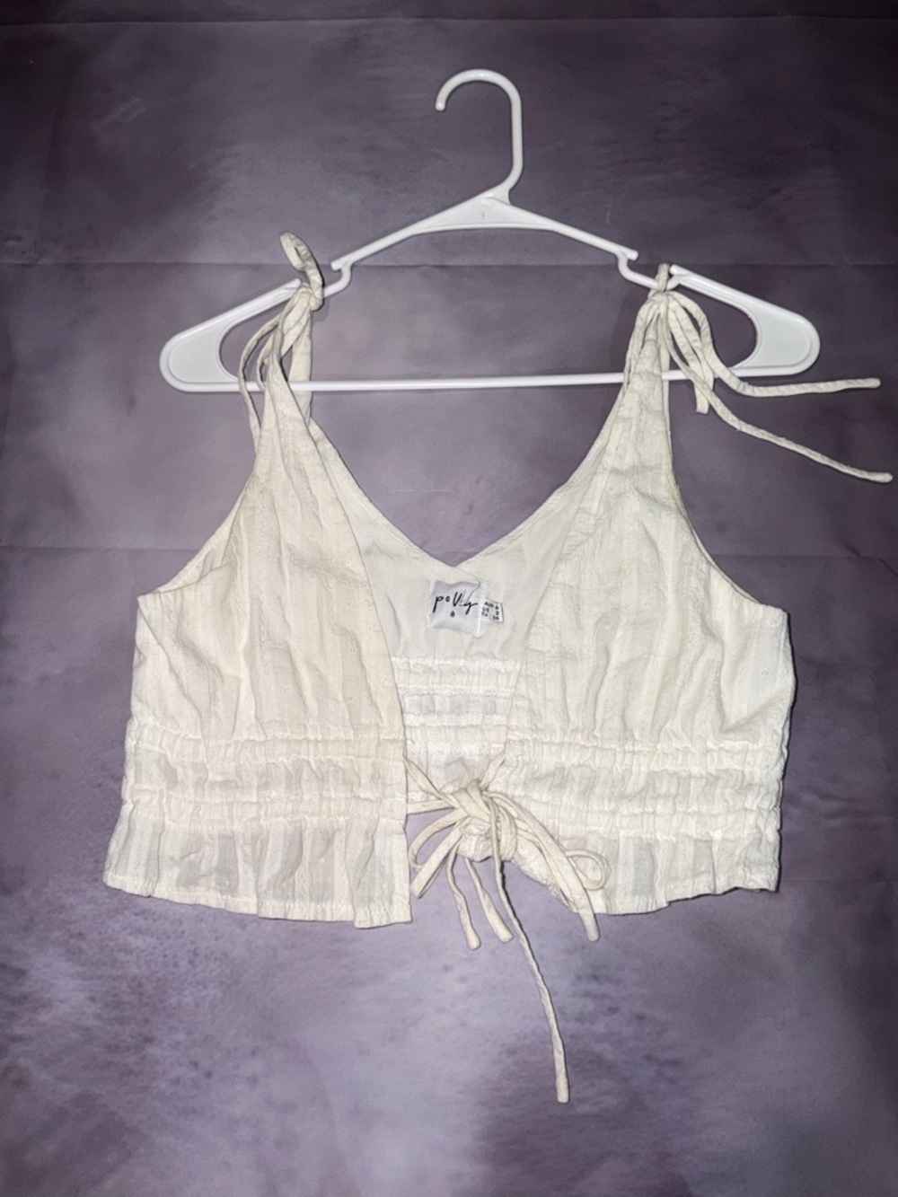 Cream Tie-Front Cropped Tank Top - Women